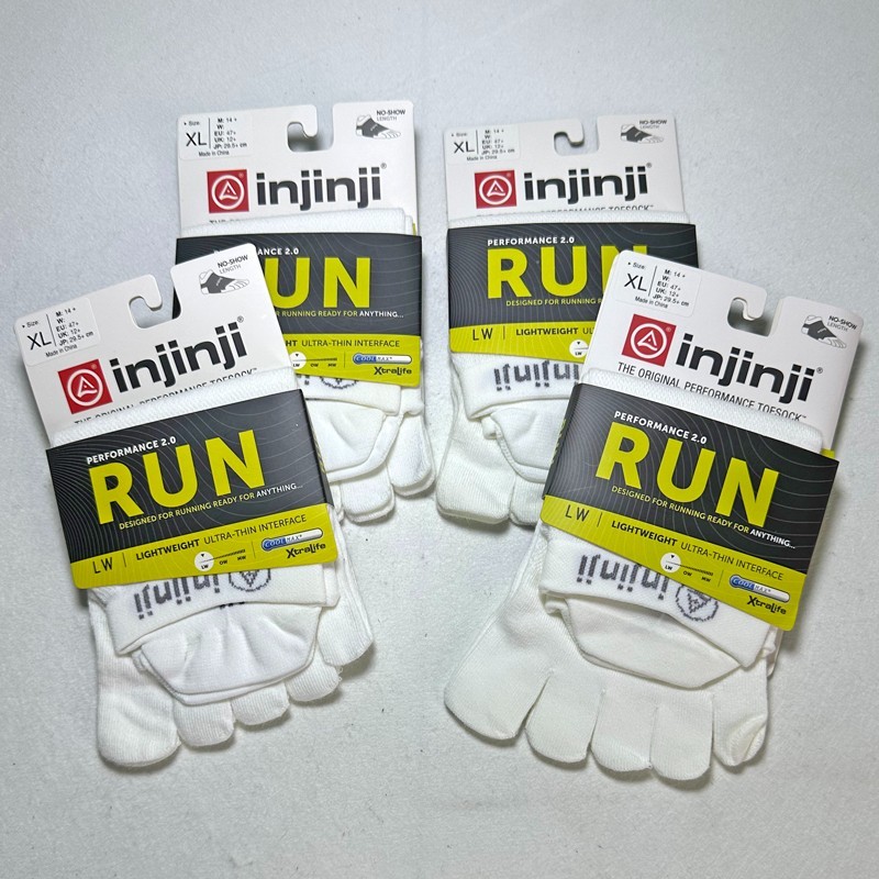 4 Pairs Men’s Lightweight Running No Show Toe Socks White Size XL INJINJI