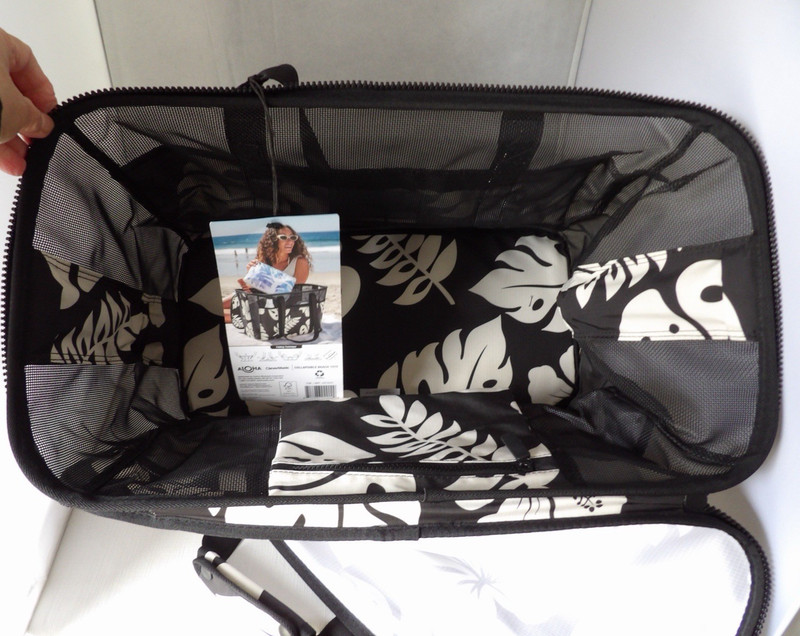 NWT Authentic ALOHA COLLECTION CLEVERMADE Beige, Black Collapsible Beach Tote gallery