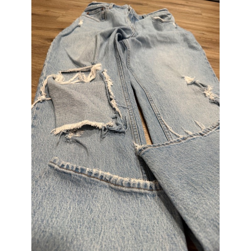 Abercrombie Curve Love The 90s Straight Ultra High Rise Distressed Jeans 29 8R gallery