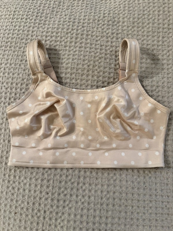 Ruby Ribbon Original Demiette Bralette Adjustable Pink Polka Dot Sz 32 EUC
