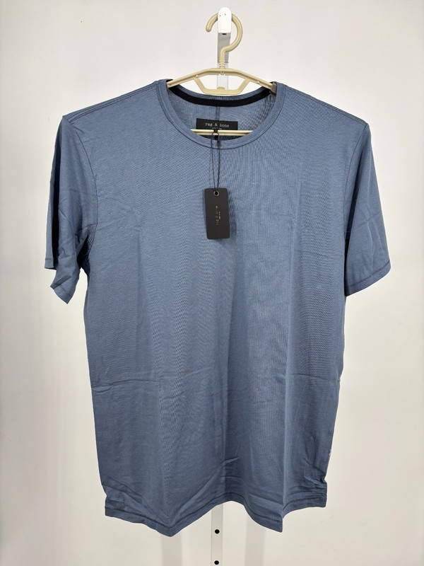 New Rag & Bone Core Short Sleeve Tee Mens Slate Blue Large Cotton S/S $98