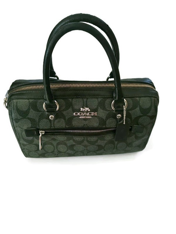Coach Rowan Satchel Bag Signature Canvas Black Grey Women’s Handbag 83607 Medium