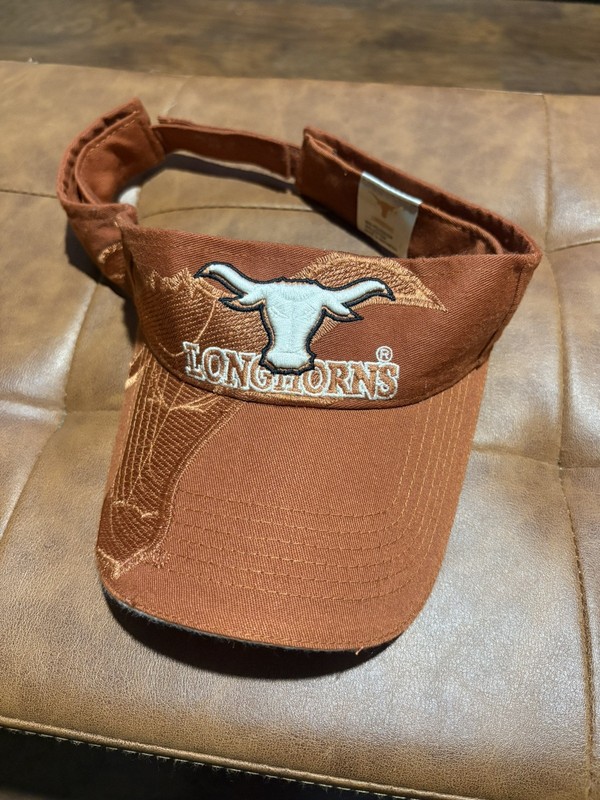 TEXAS LONGHORNS Stitched Hook & Loop Adjustable Visor Hat Cap Orange NCAA