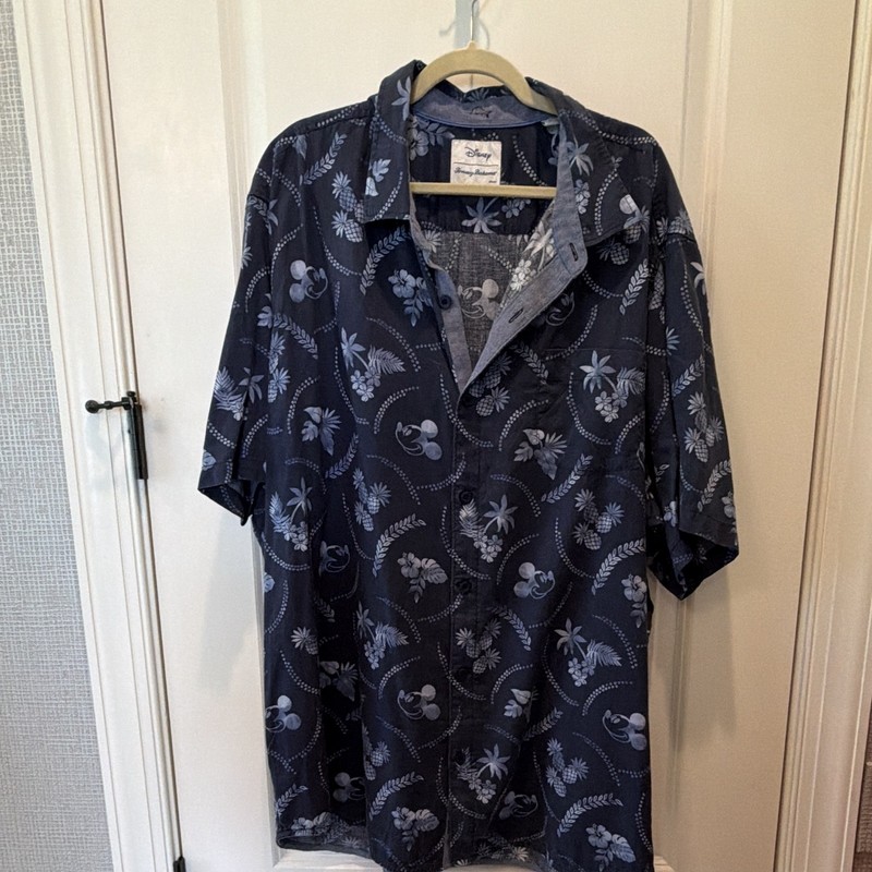 Disney x Tommy Bahama Shirt Mens 3XL Blue Mickey Hawaiian Floral Button Up