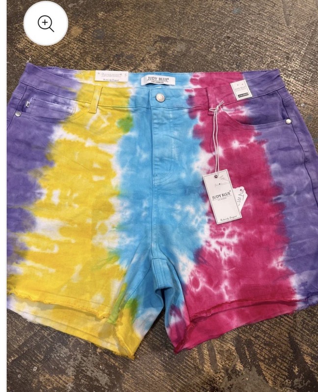 Judy Blue Tie-Dye Rainbow Denim Stretch Shorts Mid Rise 5-Pocket Size 4/27