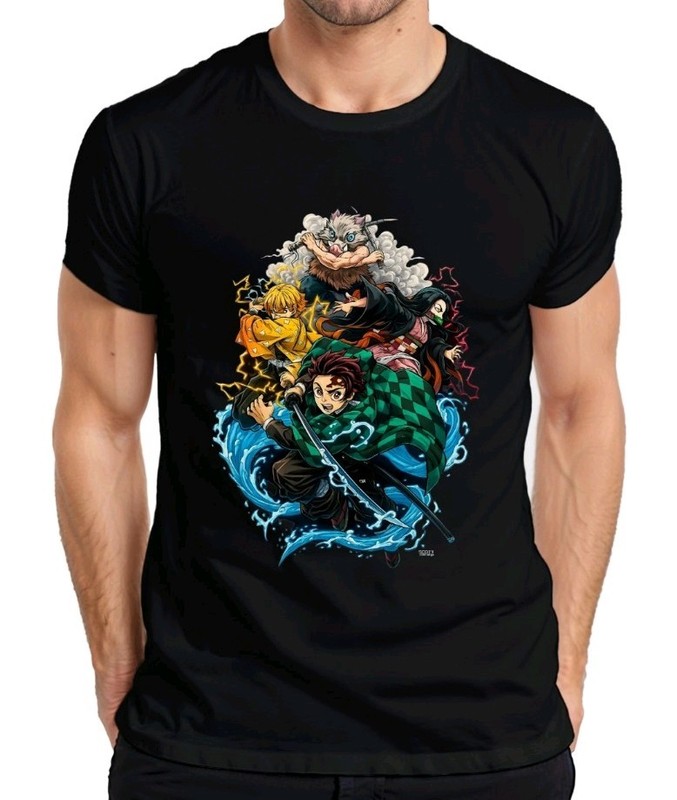 Demon Slayer Kimetsu no Yaiba Tanjiro Nezuko Zenitsu Fan Geschenk Herren T-Shirt