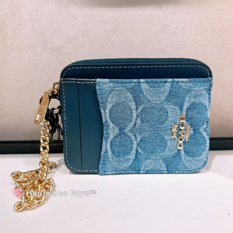 NWT Coach Zip Card Case In Signature Denim/With Quilting CDM29/CAR26/CZ466
