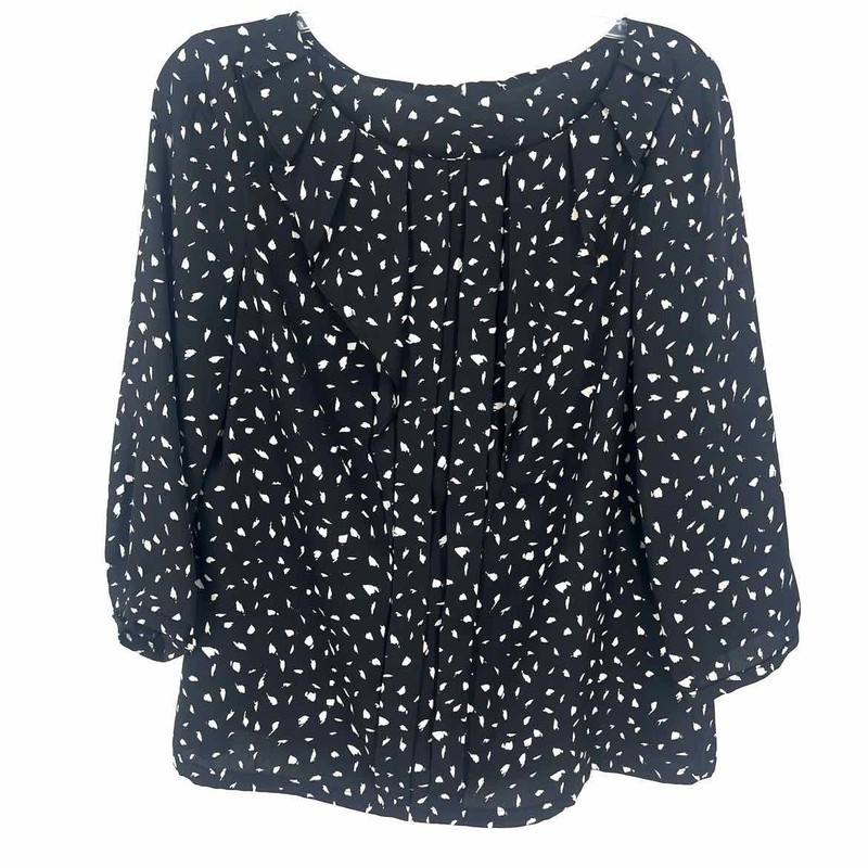 Size P MEDIUM LOFT Black Beige Spotted Blouse