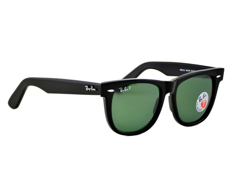 Ray-Ban Sunglasses RB2140 Original Wayfarer Clasic Black Frame Green Lens 54mm gallery