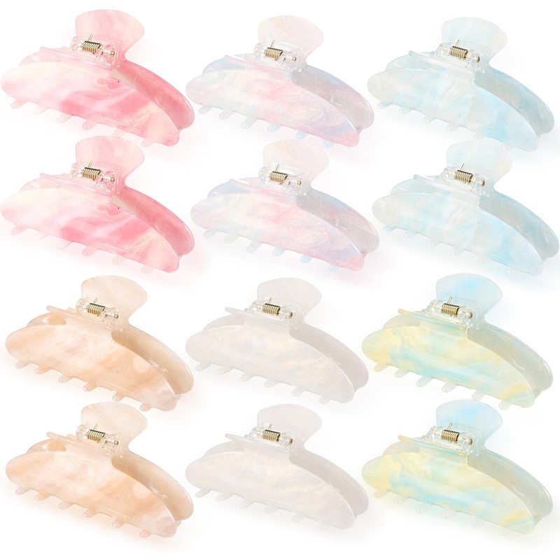 Yuxung 12 Pcs Large Acrylic Hair Claw Clips 1 Count (Pack of 12), Colorful