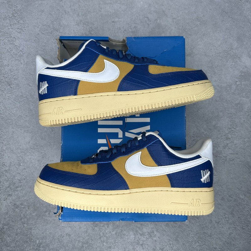9M/10.5WNike Air Force 1 Low SP Undefeated 5 On It Blue Yellow Croc *pre-owned*