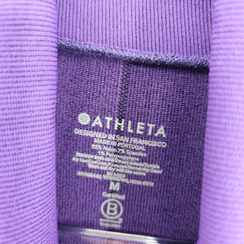 Athleta Flurry Downslope Turtleneck Top Womens Size Medium Purple Ribbed gallery