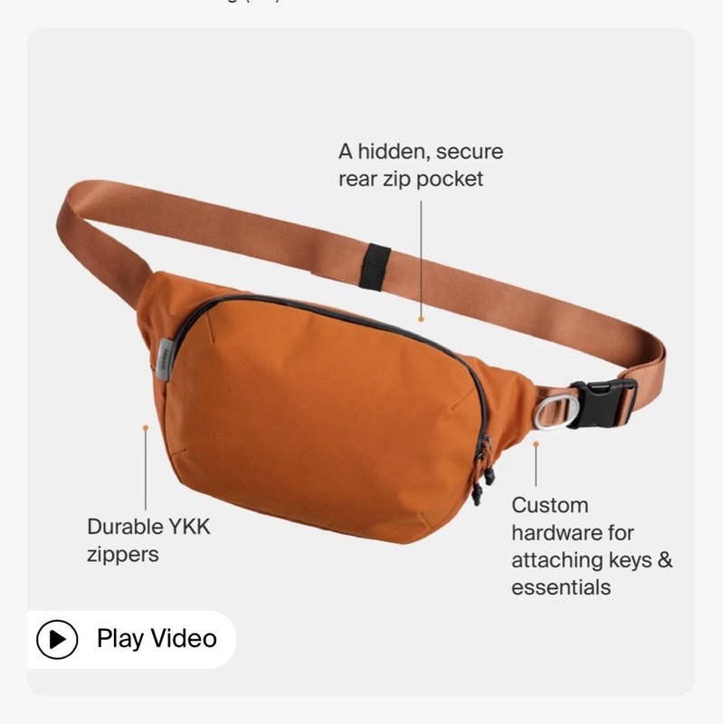 Orbitkey Urban Sling Orange Crossbody Bag Durable YKK Zippers Custom Hardware