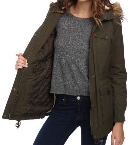 Levi's Women's Cotton Nylon Faux Fur Hooded Sherpa Parka Jacket Variety gallery