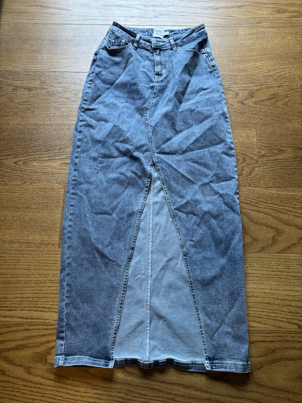 Princess Polly Denim Maxi Skirt Women’s US 2 AU 6 Blue Jean High Rise Front Slit