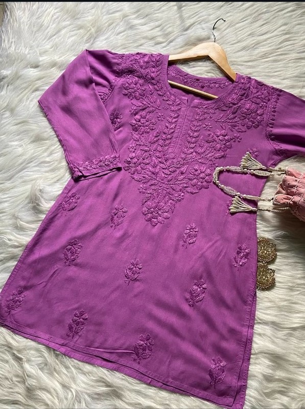 Chikankari Handwork Embroided Short Premium Kurtis gallery