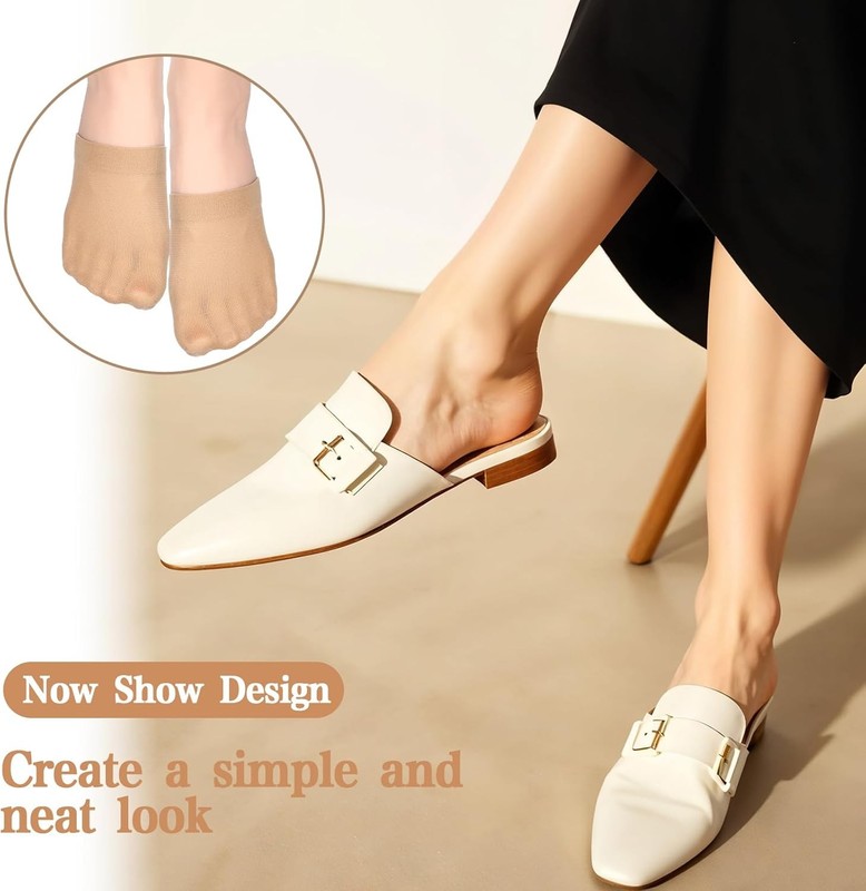 8 Pairs Toe Topper Socks for Mules No Show Half Toe Covers Non Slip Liner Socks gallery