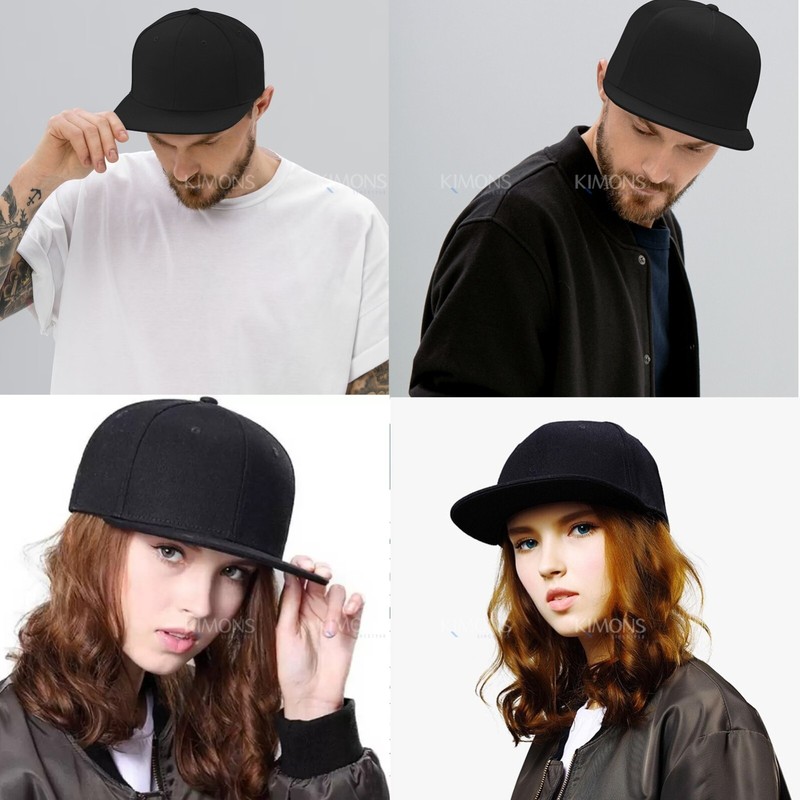 Premium Solid Fitted Baseball Cap Hat Blank Plain Flat Bill 9-Sizes Trucker gallery