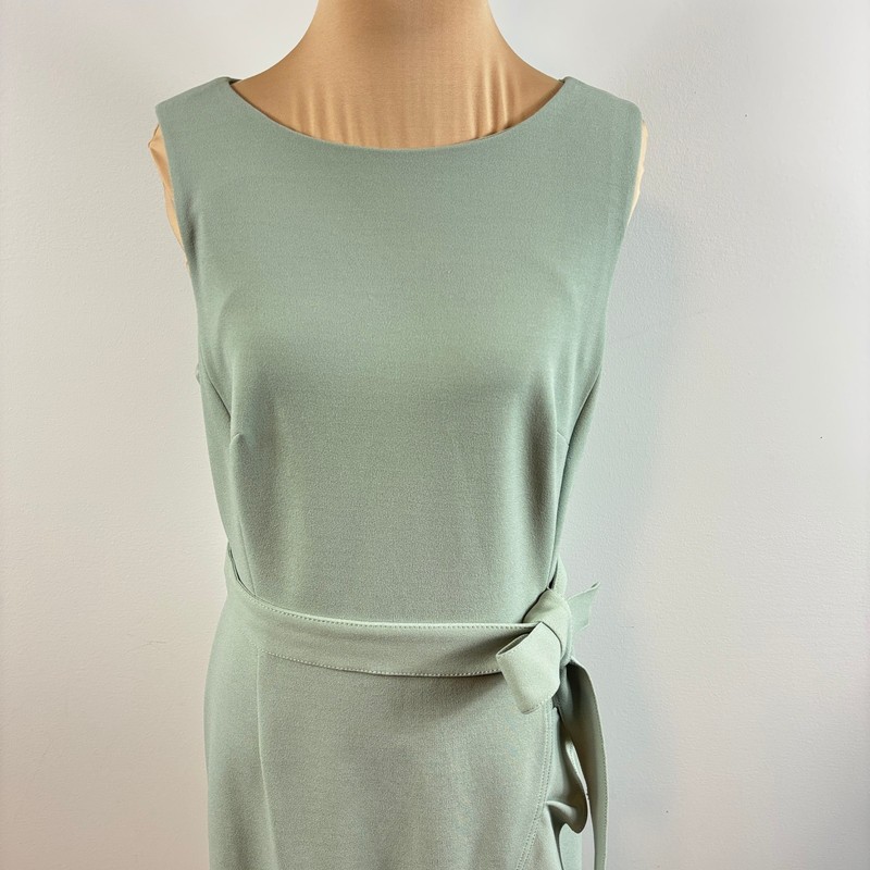 Calvin Klein Ruffle Hem Sleeveless Fitted Sheath Dress Women's size 8 Belted gallery