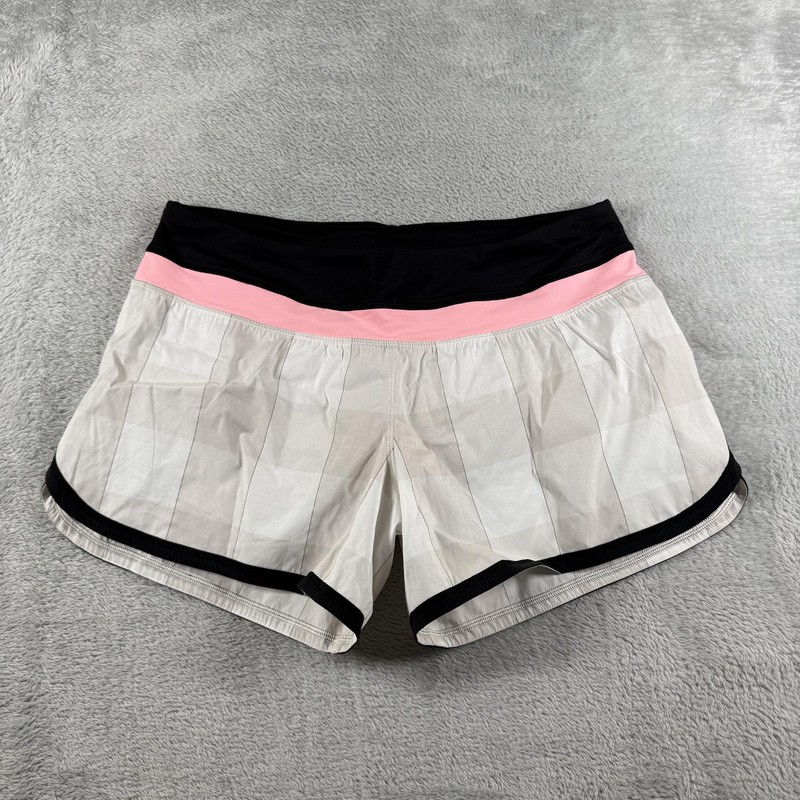 Lululemon Shorts Womens 8 Groovy Run Dune Gros Gingham Lined Running Athletic