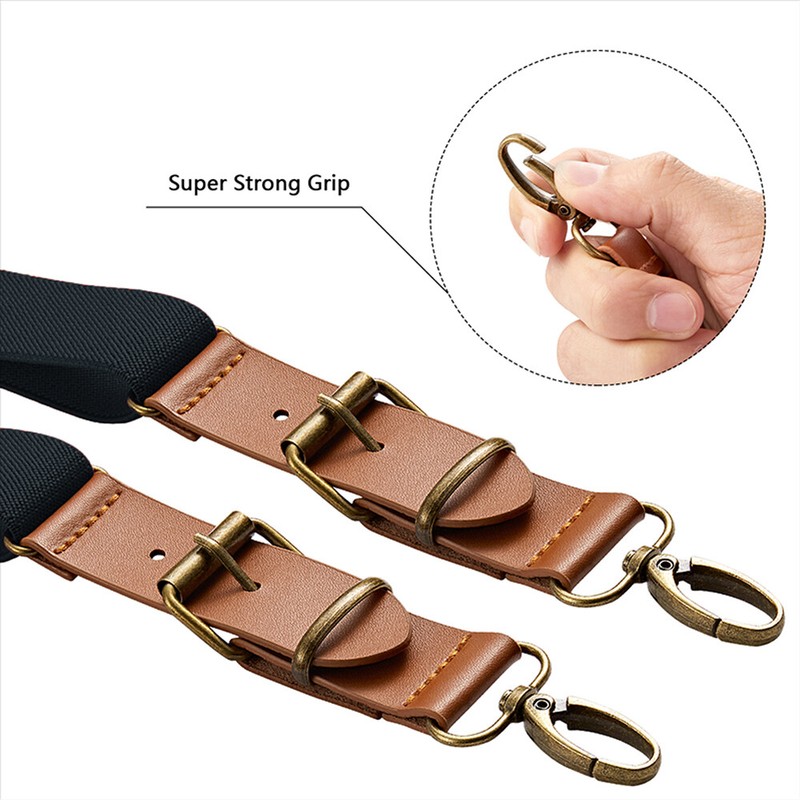 Mens Leather Suspenders Adjustable Elastic Y-Shaped Braces Hooks Pants Brace gallery
