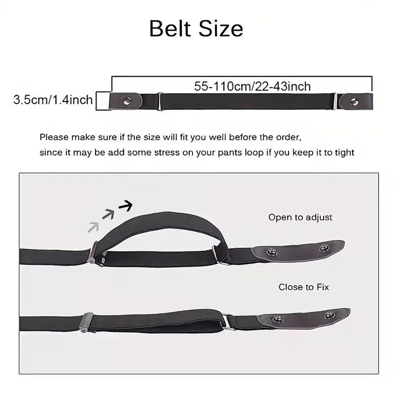 2 Pack No Buckle Elastic Belt Invisible Loop Belt for Jeans Pants gallery