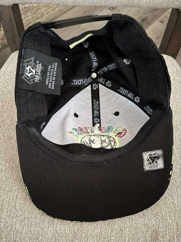Good Vibes Top Level Smiley Face Graphic OSFM Cotton Flat Brim Cap Hat gallery
