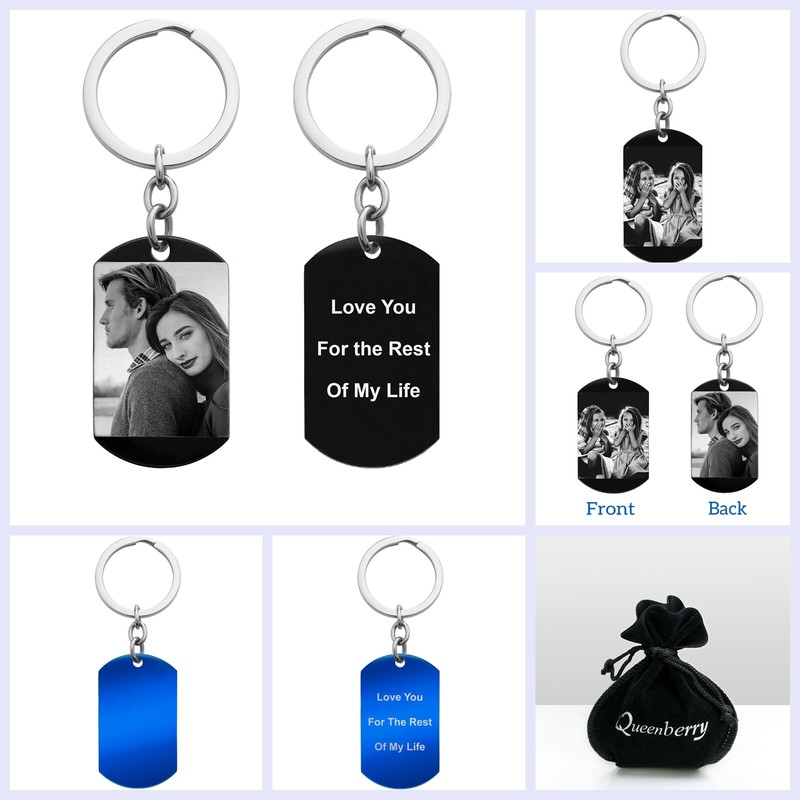 Personalized Photo or Text Engrave Stainless Steel Custom Dog Tag Key Chain Gift