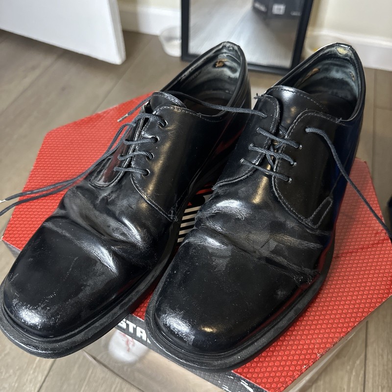 Prada Dress Shoes Mens Size 9.5 Black Oxford Dress Shoe Made In Italy