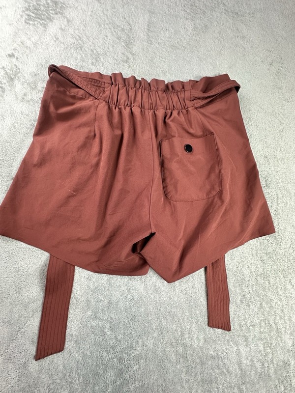 Athleta Skyline Sport Shorts Women Size 0 Rust Paperbag Waist Belted gallery