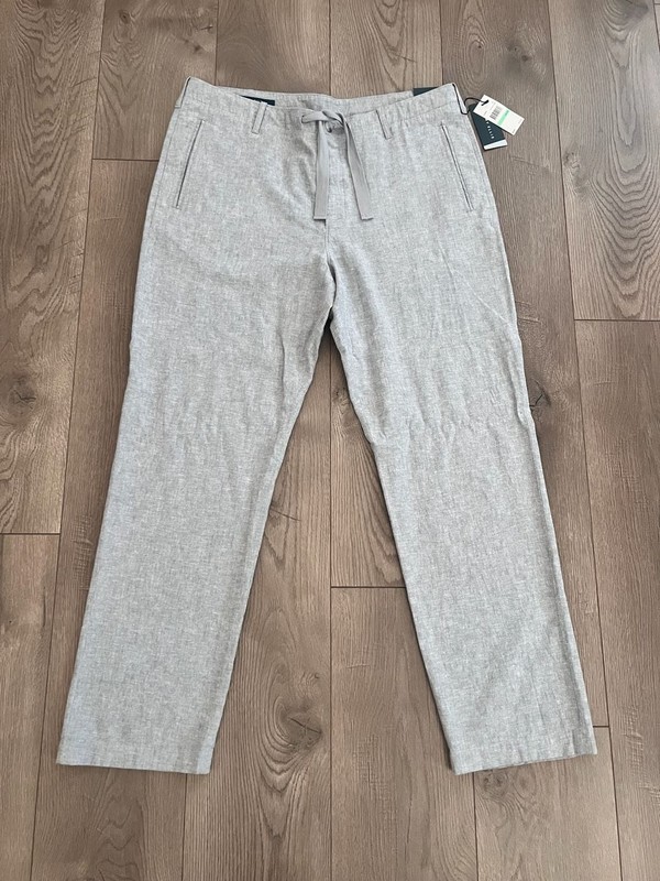 Perry Ellis Men’s Slim Fit Linen-Cotton Blend Drawstring Pants