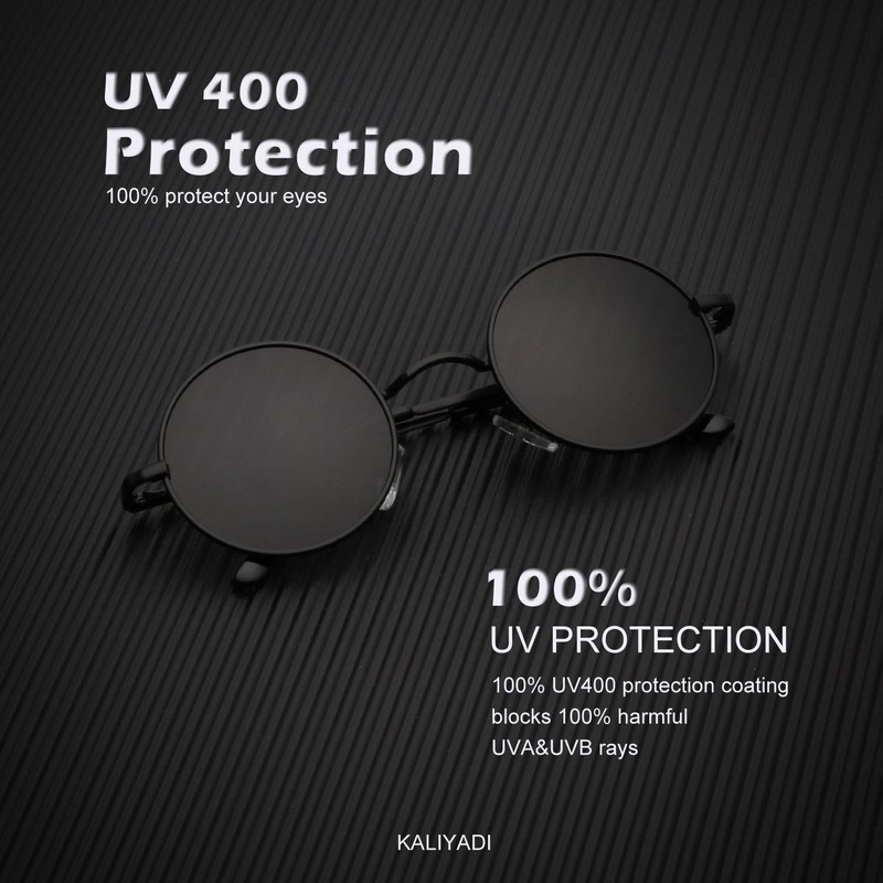 KALIYADI Round Polarized Sunglasses for Men Women Retro Metal Hippie Circle Styl gallery