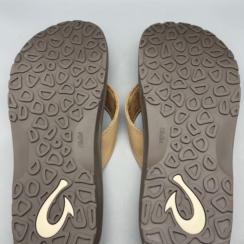 Olukai Ohana Mens Size 17 Thong Flip Flops Tan Dark Java Sandals Slip On gallery