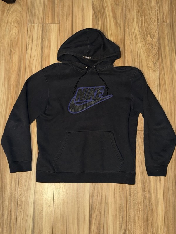 Nike x Supreme Leather Applique Hoodie – Size L Fall Winter 19