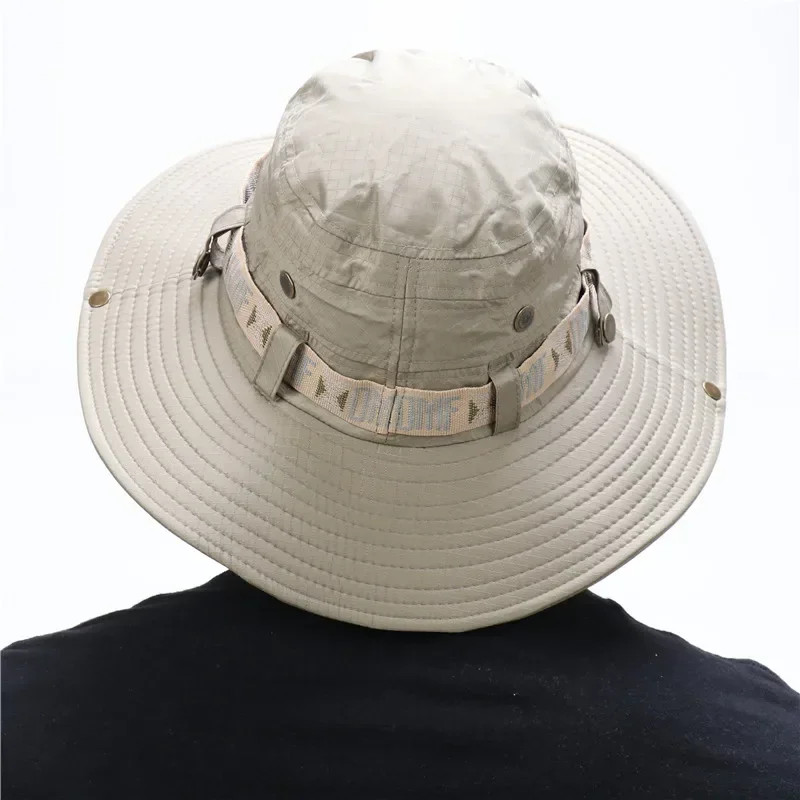 Summer Men Bucket Hat Outdoor UV Protection Wide Brim Panama Safari Hunting gallery