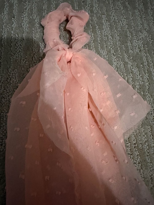 Hair Clips Pink Swiss Dot Chiffon Ribbon Scrunchie 1PCS #1 gallery