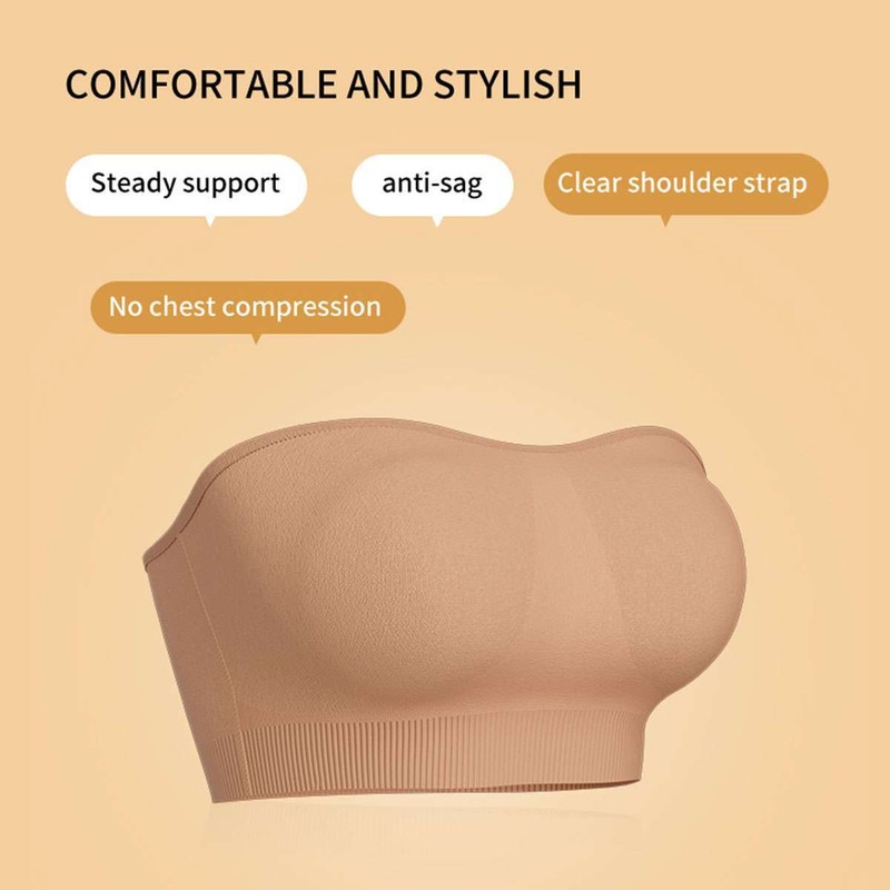 Women Padded Tube Top Bra Seamless Bandeau Strapless Bralette Stretch Intimates gallery