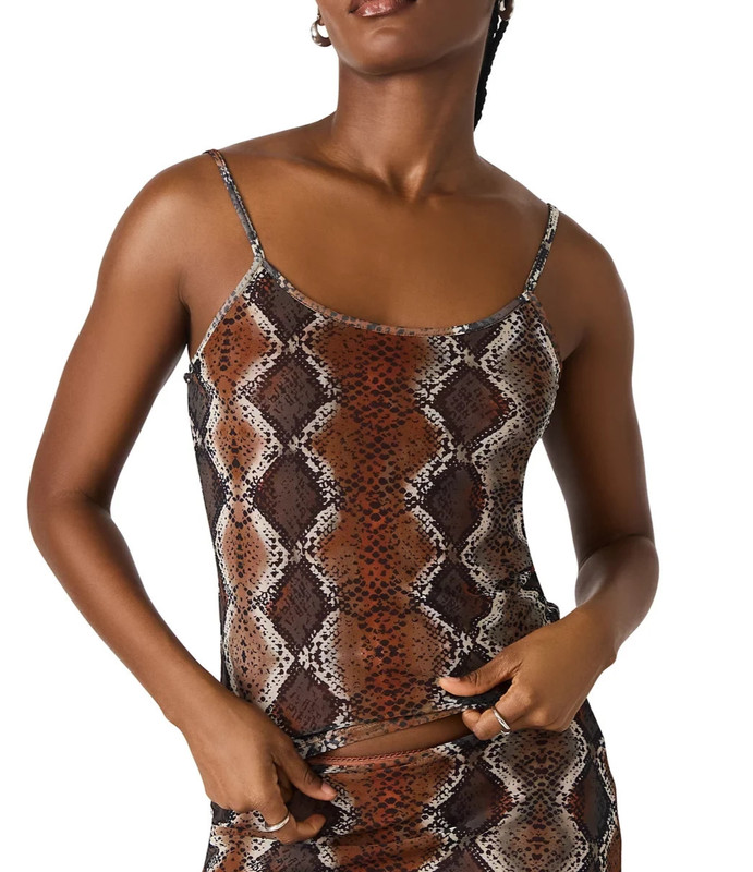 Steve Madden X7403 Women’s Snake Print Caily Cami Top, Bronze, M