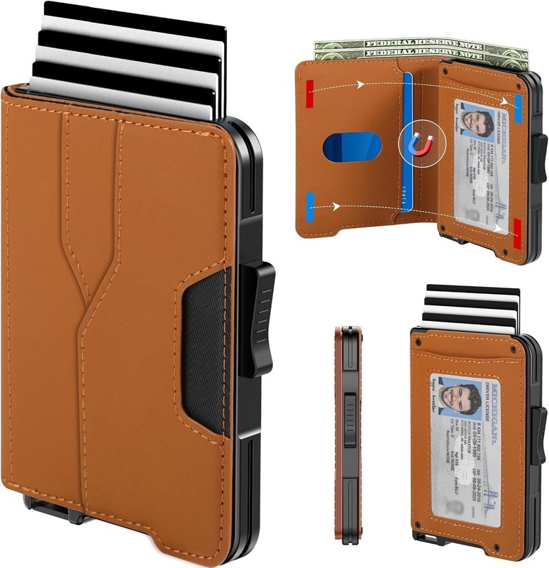 Abby Mens Slim Minimalist Wallet RFID Blocking Pop Up Credit Card Holder Case gallery