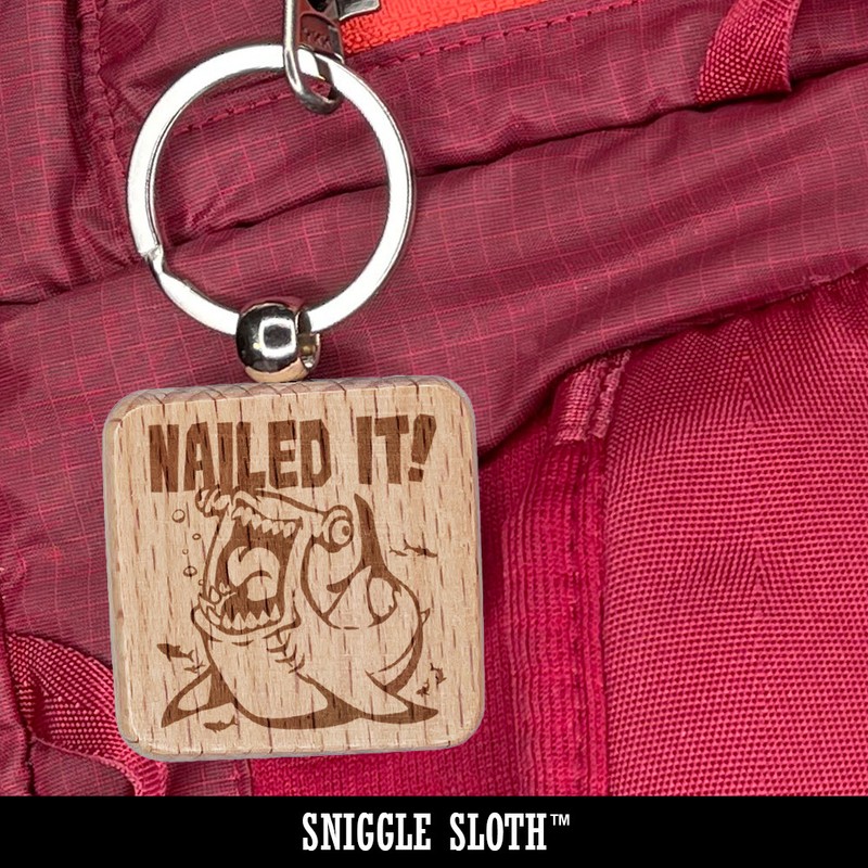 Hang in There Sweet Sloth Engraved Wood Square Keychain Tag Charm gallery