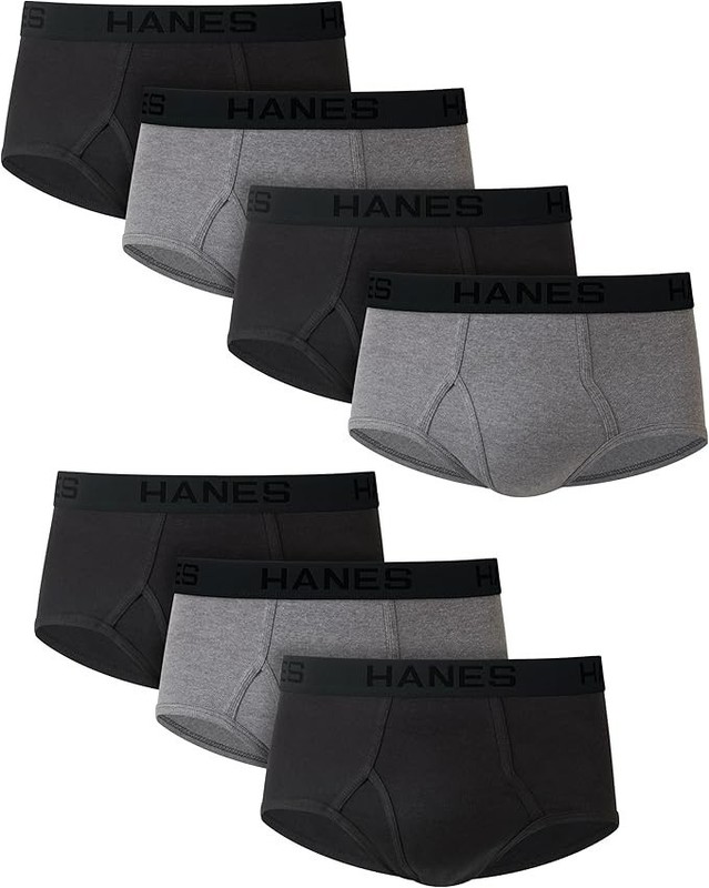 7-Pack Hanes Men’s Underwear Briefs MEDIUM Gray Black Comfort Moisture-Wicking