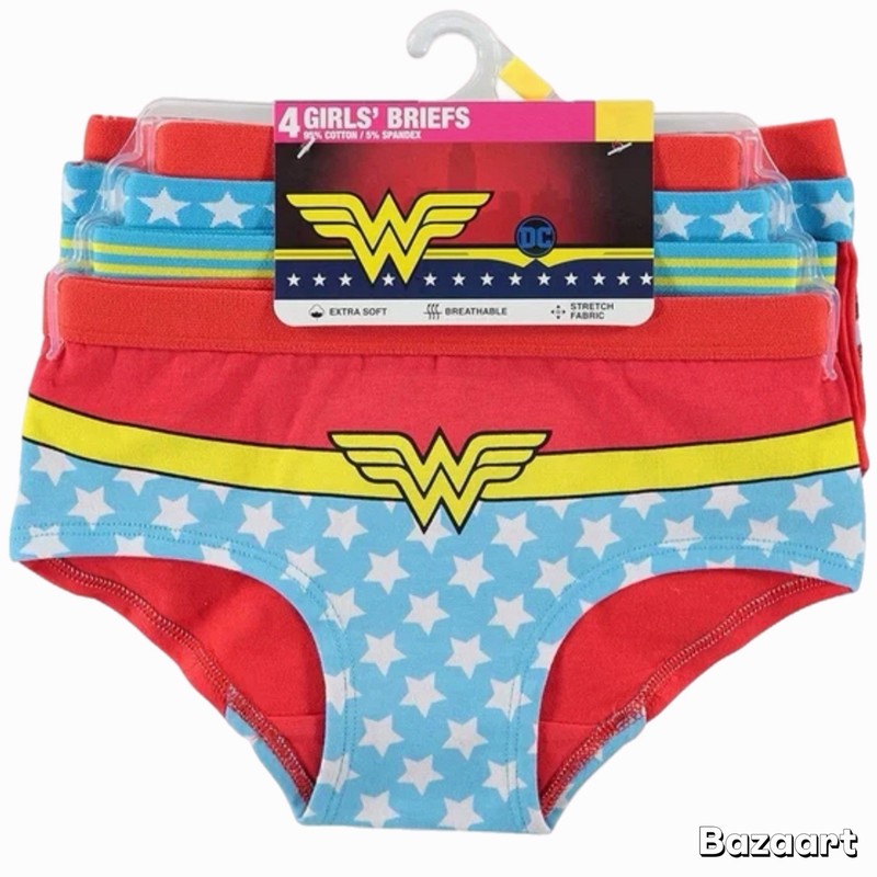 New 4-Pack Girl’s Wonder Woman Underwear Panties Hipster Briefs Style Size 8