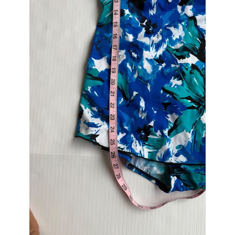 Maxine of Hollywood Blue Floral Tiered One Piece Swimdress Womens 16 MM3MW31 gallery