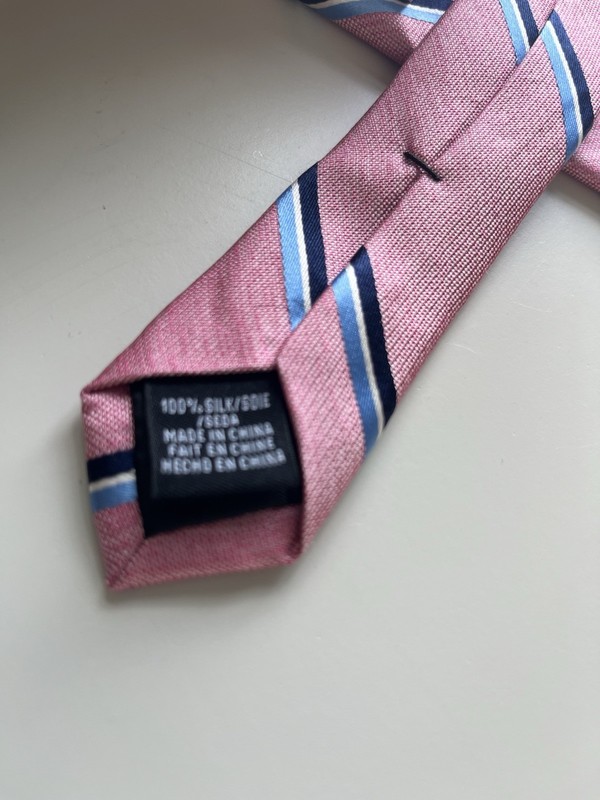 $55 NWT PERRY ELLIS Pink Print Silk neck Tie USA 59" X 3 1/4" gallery