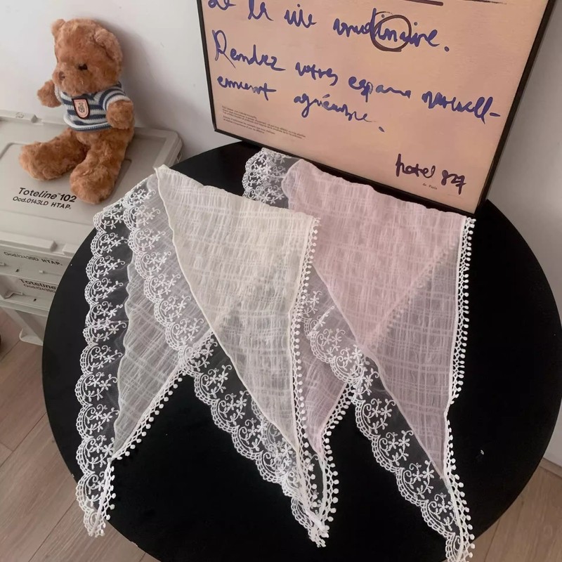 French Lace Triangle Head Scarf – Retro Hair Wrap ,Lightweight Summer Headband gallery