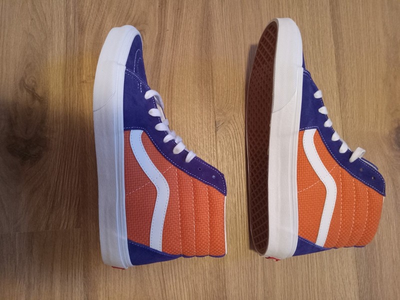 Vans Men Shoes Sk8 Hi Pro Blue Orange White Suede Canvas M10 gallery