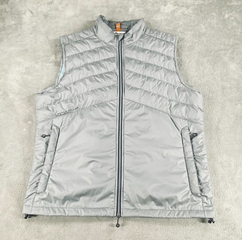 Peter Millar Crown Sport All Course Vest Mens Large Gray Wind Proof Full Zip