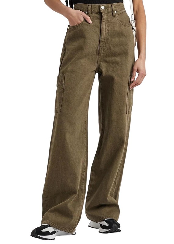 $288 – FRAME High Waist Baggy Pocket Wide Leg Jeans in Washed Surplus Size 28