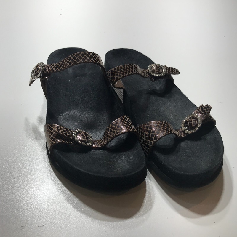 Mephisto Sandals Womens Size 4-5 / EU 35 Brown Caoutchouc Light 2-Strap Casual