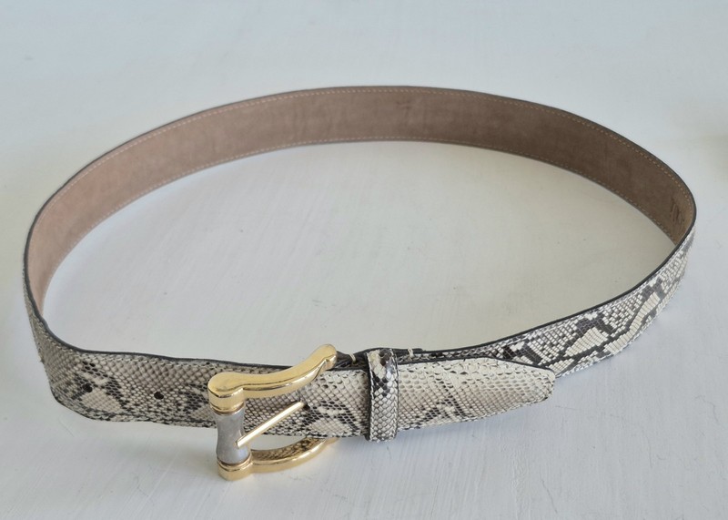 Vintage Via Condotti Genuine Python Women’s Waist Belt Beige/Brown 35″ X 1.25″